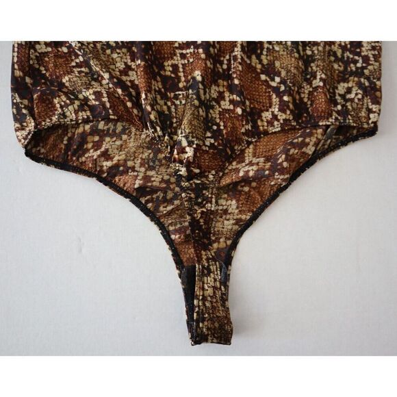 Intimately Free People OB1557014 Women's Sz S Brown Night Out Snakeskin Bodysuit - Picture 5 of 11